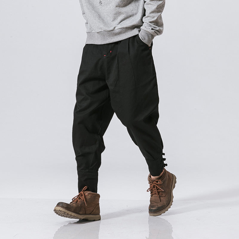 Men's mouth buckle casual pants