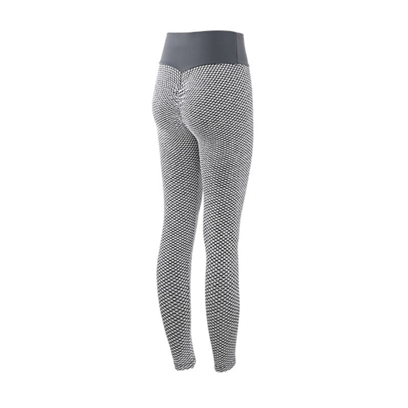 Plaid Seamless High-Waisted Yoga Pants – Breathable & Stylish!