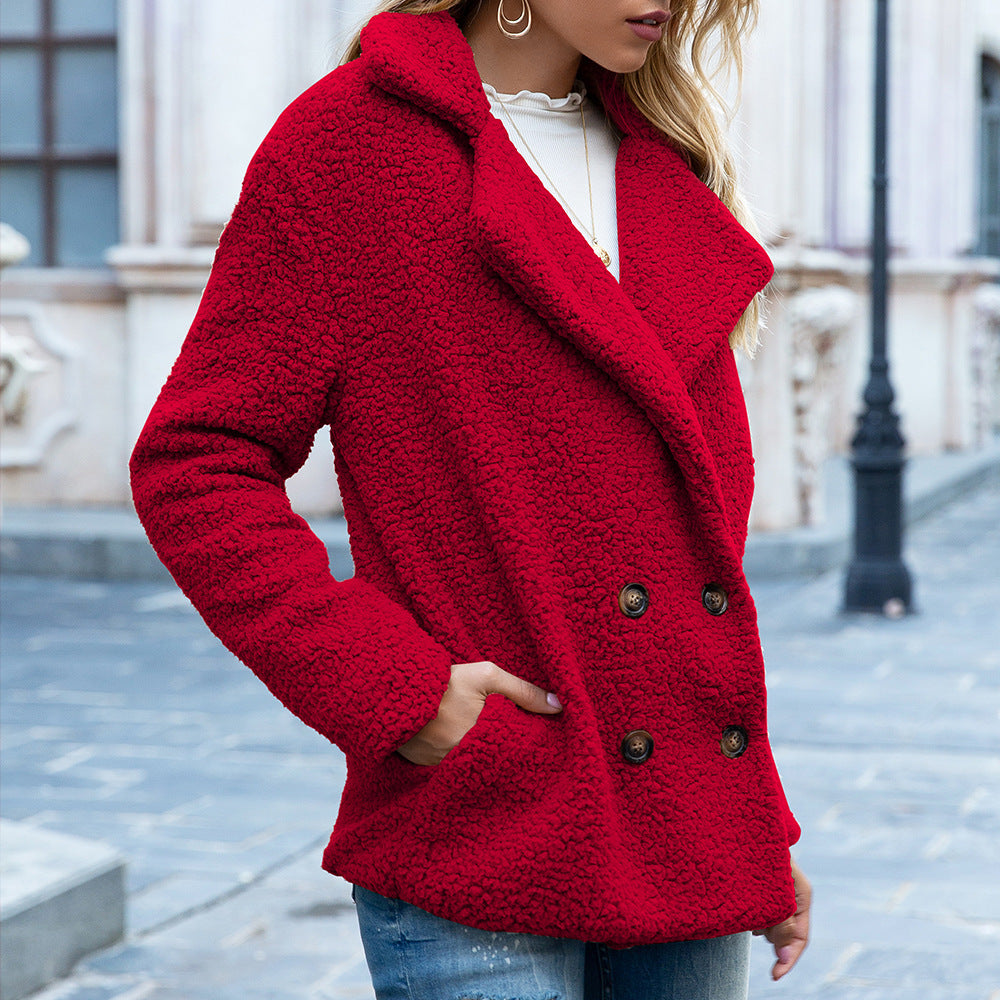 Winter Lapel Button-Up Fluffy Cardigan Coat for Women