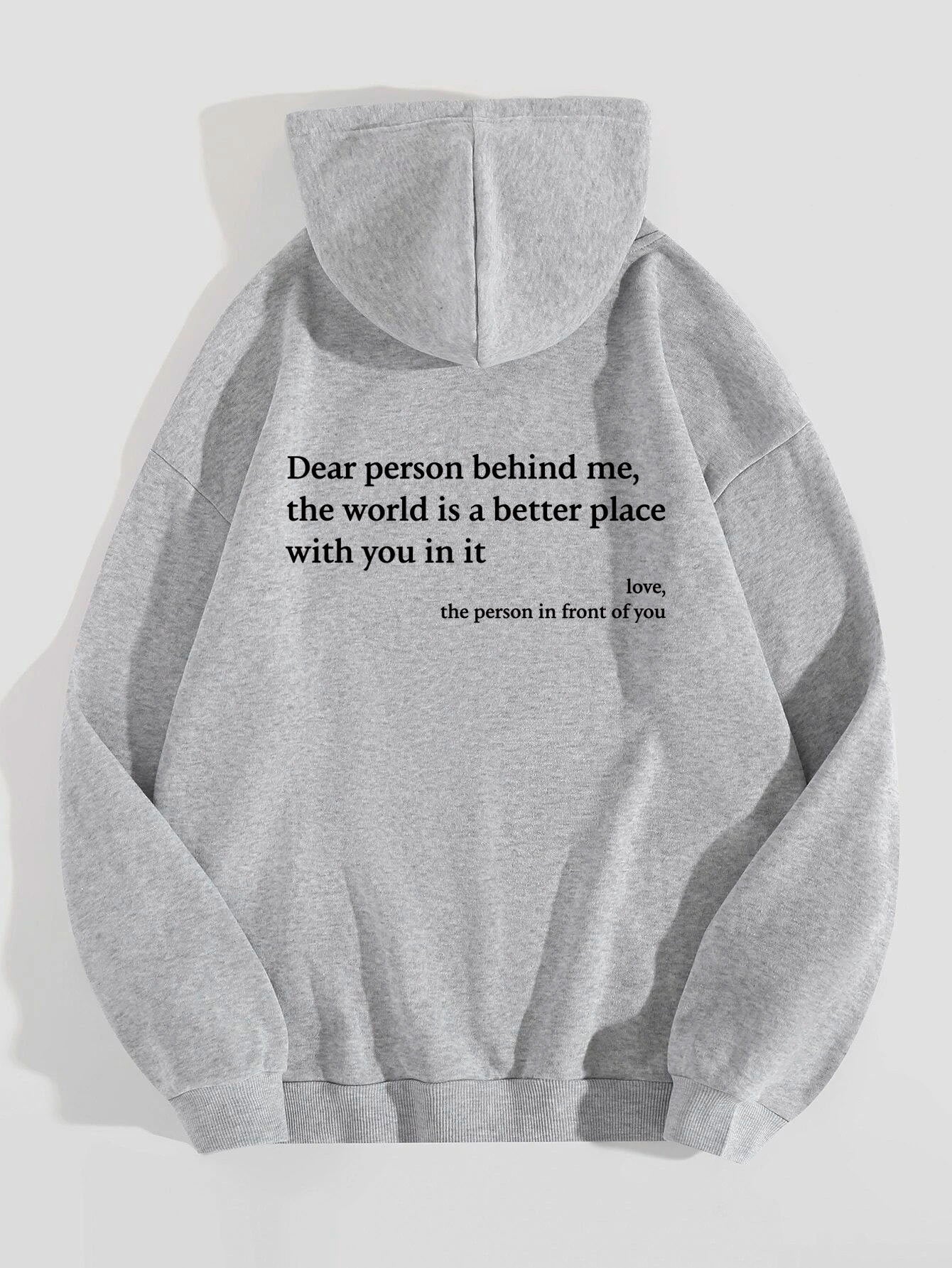 Dear Person Behind Me – Women's Plush Letter Print Hoodie