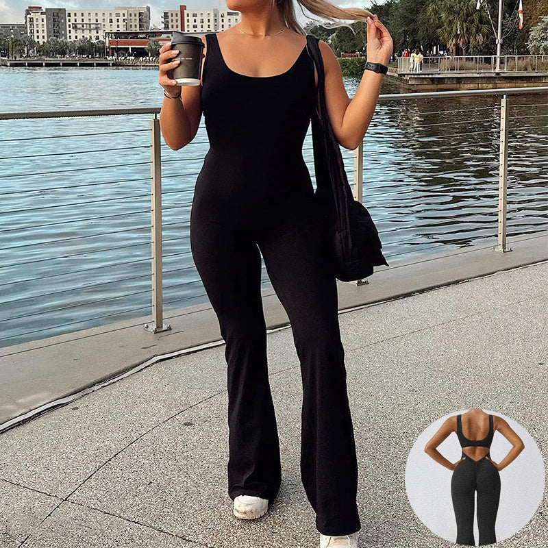 Slim Fit Hip Raise Jumpsuit - Sexy Backless Yoga and Exercise Wear